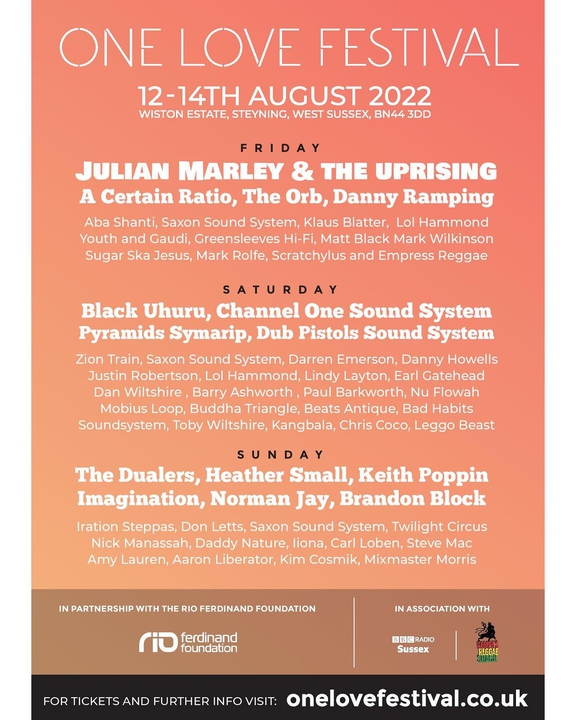 One Love Festival 2022 Tickets Steyning, United Kingdom Bandsintown