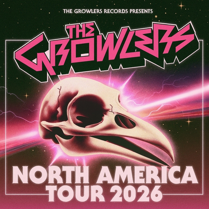 The Growlers North America Tour 2026 poster featuring neon bird skull artwork