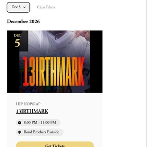 13irthmark Tickets, Tour Dates and Concerts