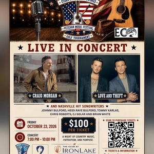 Event image for Love And Theft: Stars Strings and Swings in Ocala, Fl @ The Club  at Ironlake w/ Craig Morgan & LNT